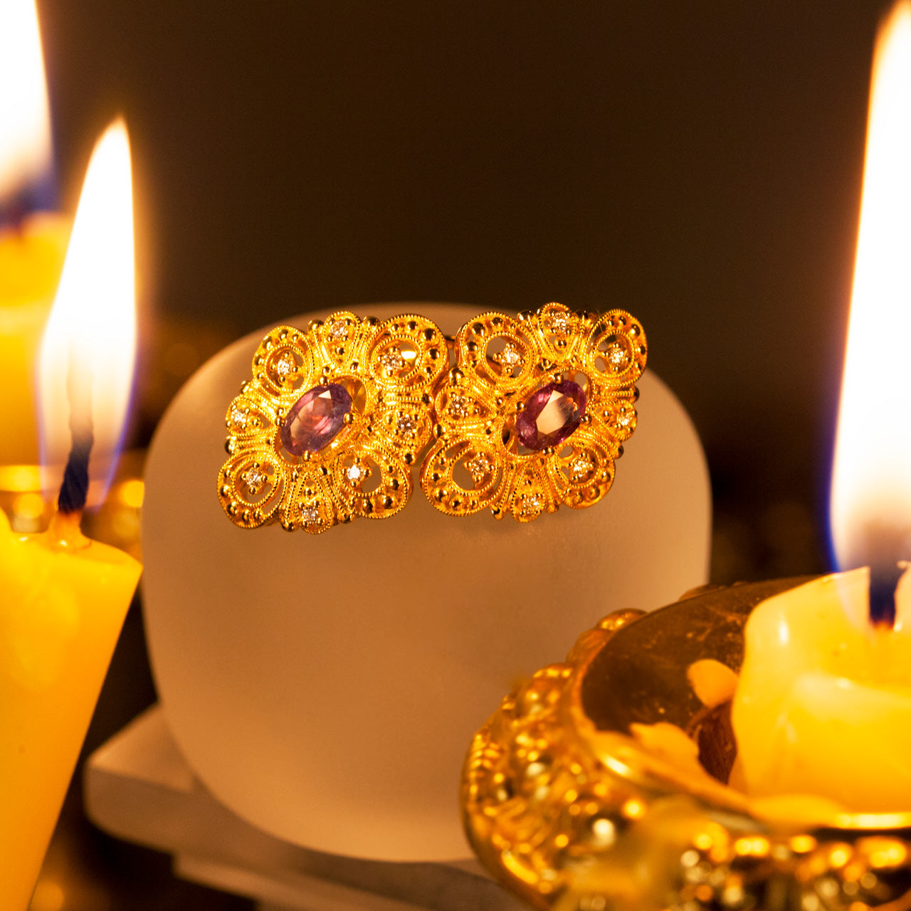 18k Yellow Gold Filigree Stud Earrings