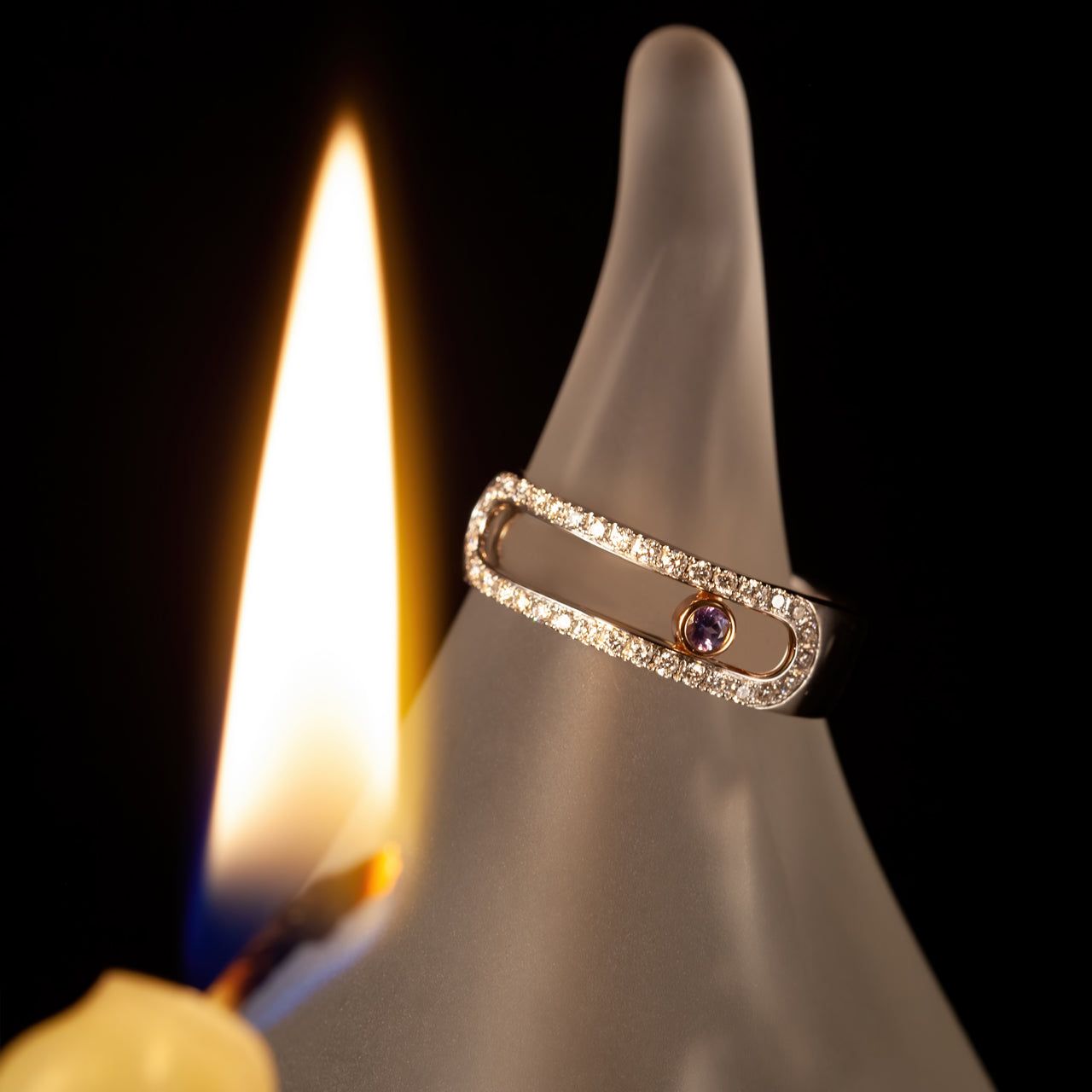 Natural Alexandrite Diamond 18k White and Rose Gold Ring - The Alexandrite