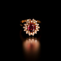 Thumbnail for A close-up of a 1.28ct natural unheated pink sapphire ring with 18k yellow gold band