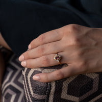 Thumbnail for 0.76ct natural unheated pink sapphire ring in 18k yellow gold with diamond accents on hand