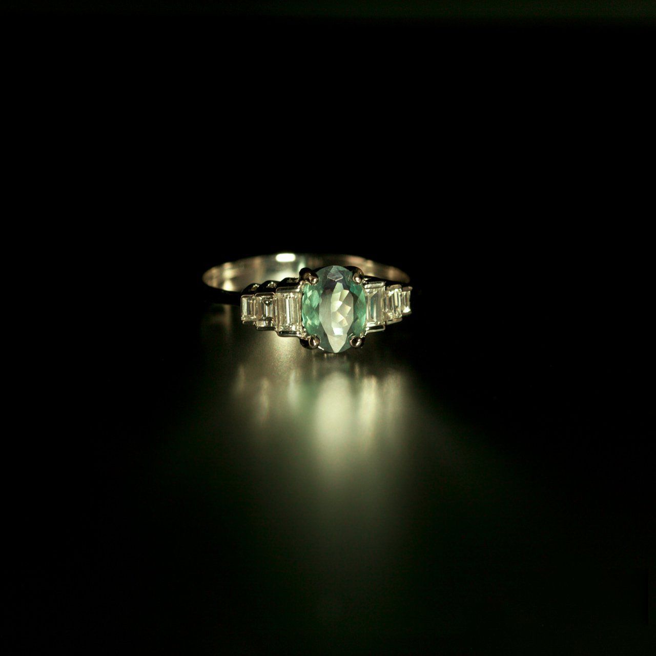 June Birthstone! $6000 Brilliant Natural Alexandrite Diamond 18k White Gold Engagement Ring - The Alexandrite