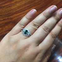 Thumbnail for Natural Alexandrite Diamond 18K White Gold 3 Rings Engagement&Wedding Set - The Alexandrite